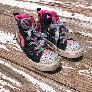 Skechers Twinkle Toes High Top Sneakers Girls Cloud Rainbow Light Up Sparkle 2